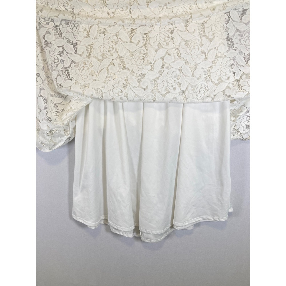 Boho Romantic LuLaRoe Women Medium White Floral Lace Maxi Skirt Gold Waistband - Picture 4 of 11